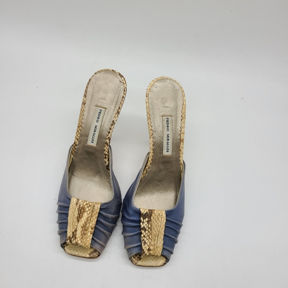 Pedro Morales Snake Print Leather Heel Slip-on Sandals - Picture 13 of 13